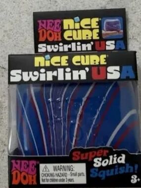 Needoh Nice Cube Swirlin' USA Super Solid Squish - Blue/Red/White
